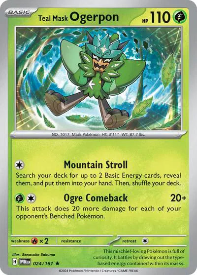 Teal Mask Ogerpon Twilight Masquerade Rare 024/167 Holofoil