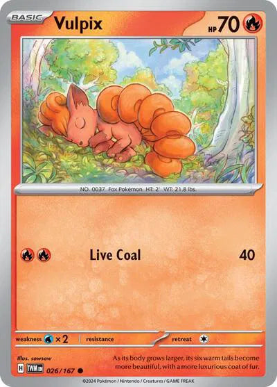 Vulpix Twilight Masquerade Common 026/167 Reverse Holofoil