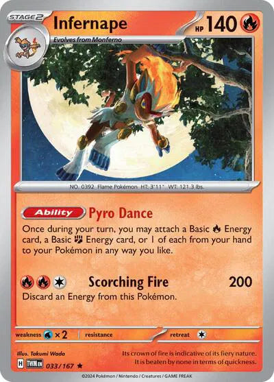 Infernape Twilight Masquerade Rare 033/167 Reverse Holofoil