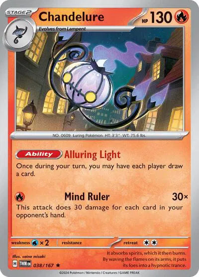 Chandelure Twilight Masquerade Rare 038/167 Holofoil