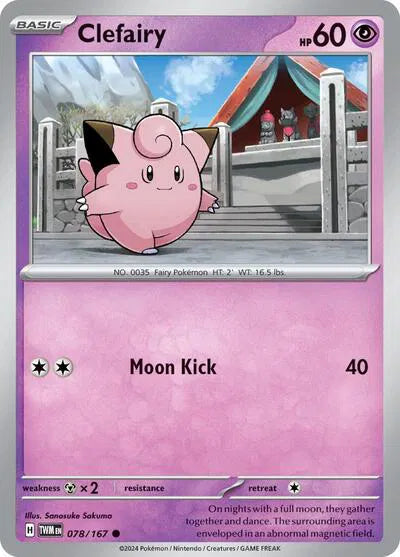 Clefairy Twilight Masquerade Common 078/167 Reverse Holofoil