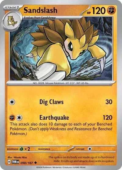 Sandslash Twilight Masquerade Uncommon 098/167 Reverse Holofoil
