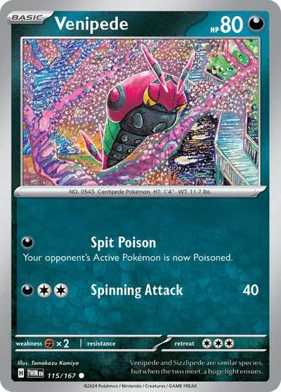 Venipede Twilight Masquerade Common 115/167 Reverse Holofoil