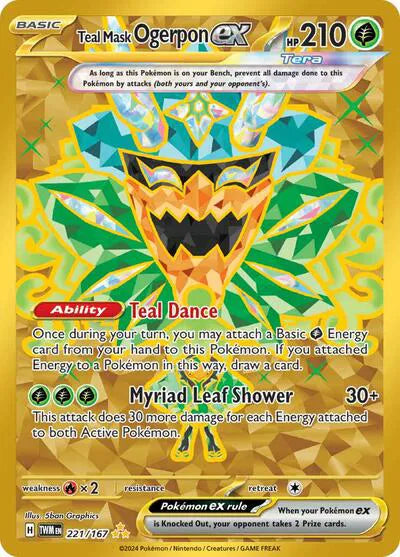 Teal Mask Ogerpon ex Twilight Masquerade Hyper Rare 221/167