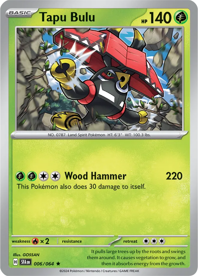 Tapu Bulu Shrouded Fable Rare 006/064 Holofoil