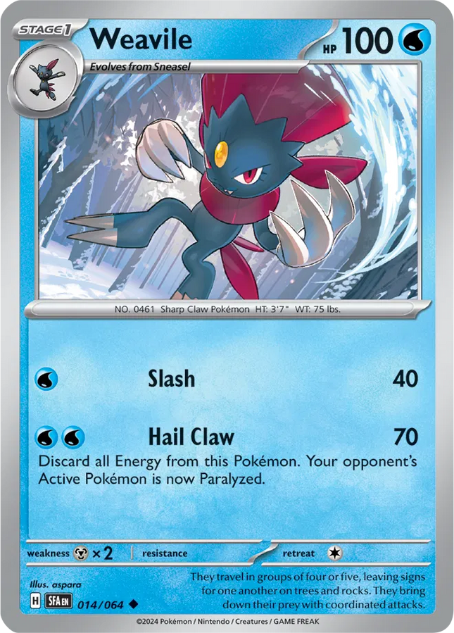 Weavile Shrouded Fable Uncommon 014/064 Reverse Holofoil