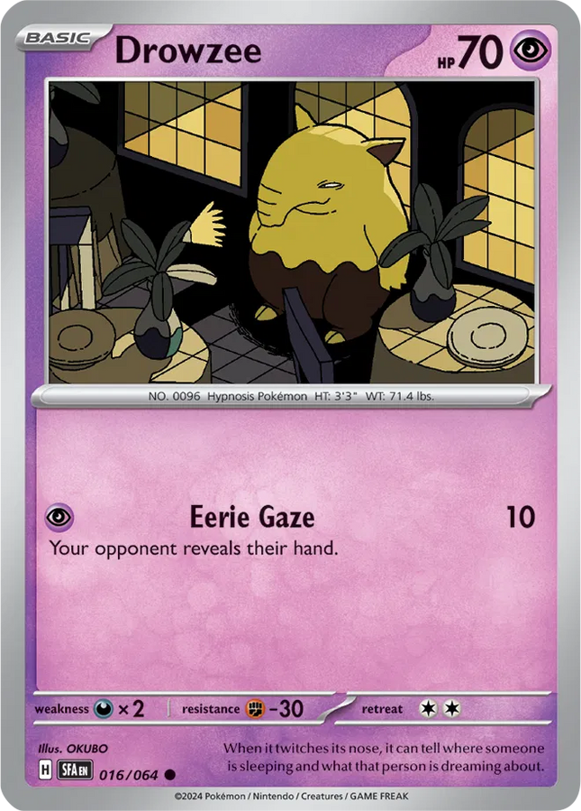 Drowzee Shrouded Fable Common 016/064 Reverse Holofoil