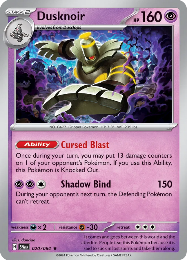 Dusknoir Shrouded Fable Rare 020/064 Holofoil