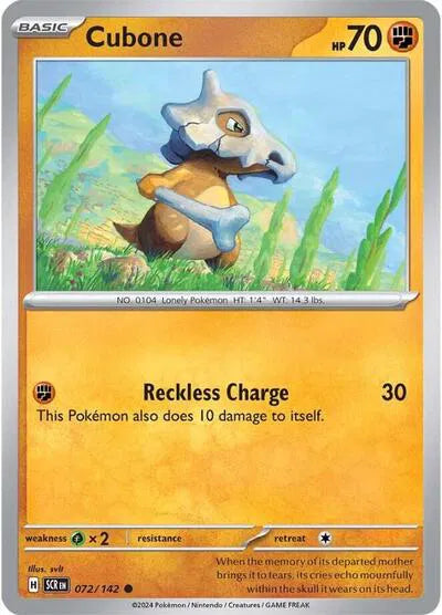 Cubone Stellar Crown Common 072/142 Reverse Holofoil