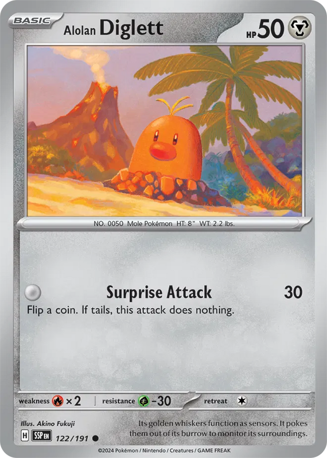 Alolan Diglett Surging Sparks Common 122/191 Reverse Holofoil