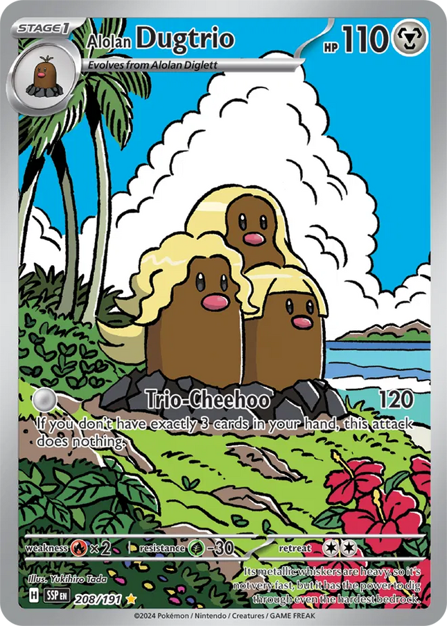 Alolan Dugtrio Surging Sparks Illustration Rare 208/191