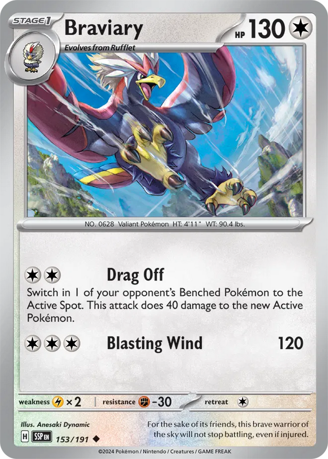 Braviary Surging Sparks Uncommon 153/191 Reverse Holofoil