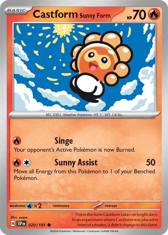 Castform Sunny Form Common • 020/191 Surging Sparks Reverse Holofoil
