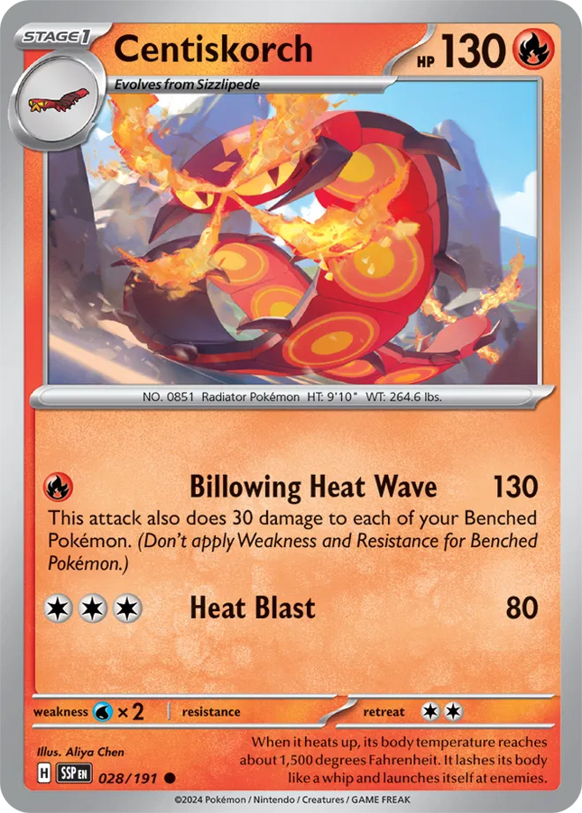 Centiskorch Surging Sparks Common 028/191 Reverse Holofoil