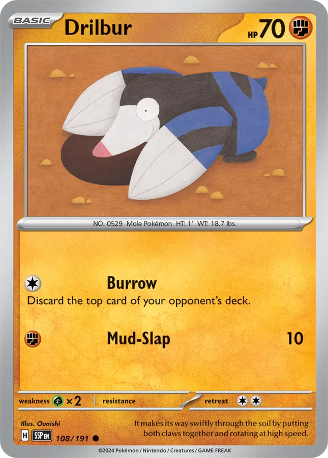 Drilbur Surging Sparks Common 108/191 Reverse Holofoil