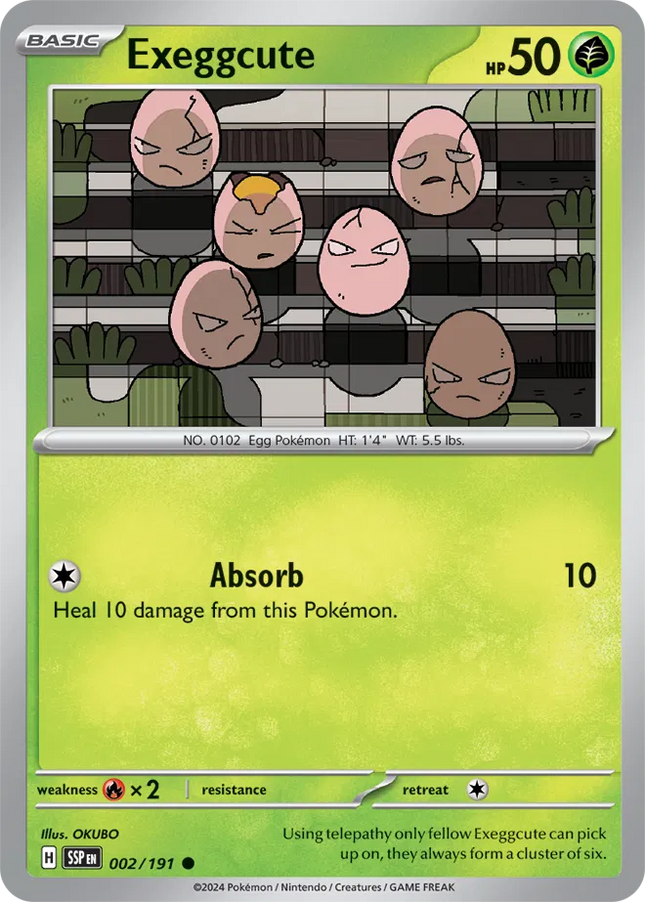 Exeggcute Surging Sparks Common 002/191 Reverse Holofoil
