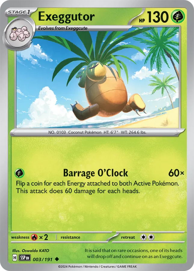 Exeggutor Surging Sparks Uncommon 003/191 Reverse Holofoil