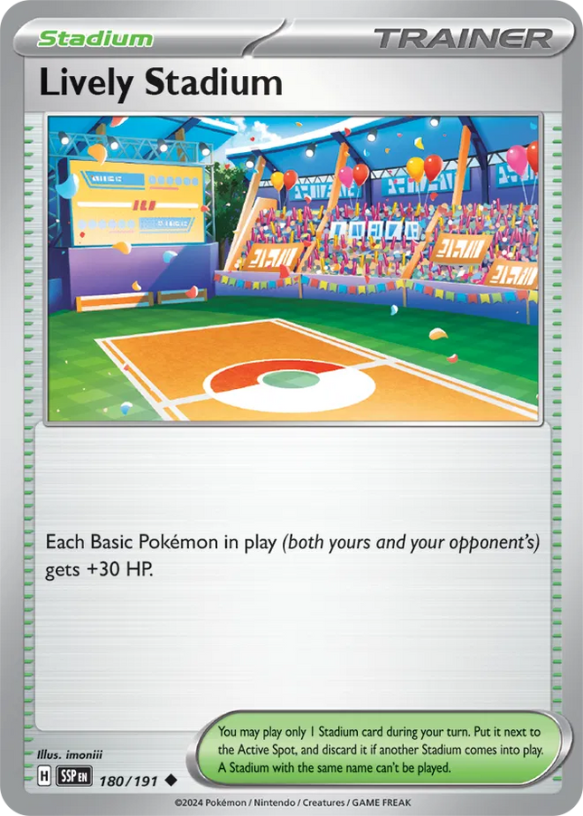 Lively Stadium Surging Sparks Uncommon 180/191 Reverse Holofoil