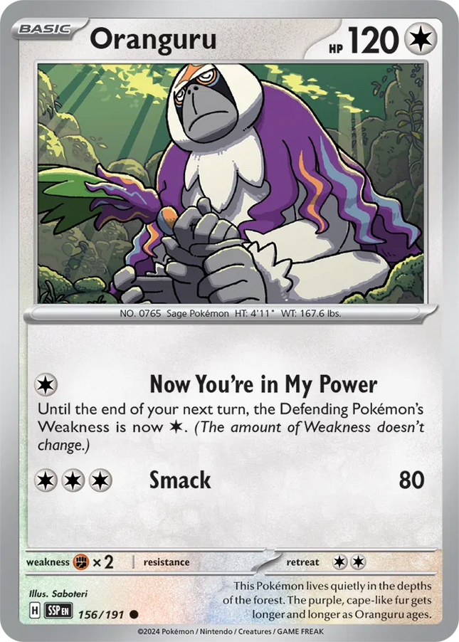 Oranguru Surging Sparks Common 156/191 Reverse Holofoil