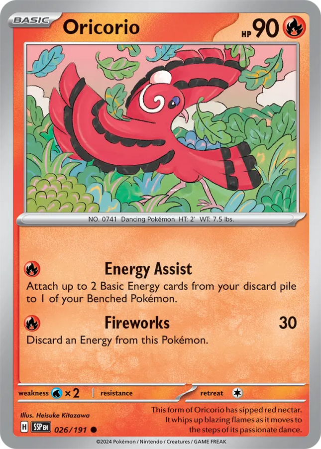 Oricorio Surging Sparks Common 026/191 Reverse Holofoil