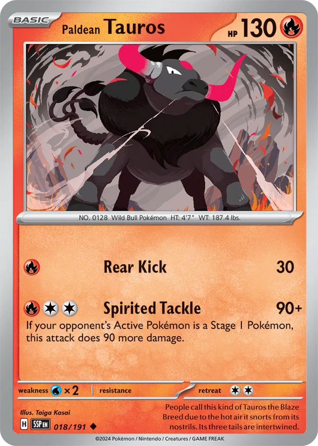 Paldean Tauros Surging Sparks Uncommon 018/191 Reverse Holofoil