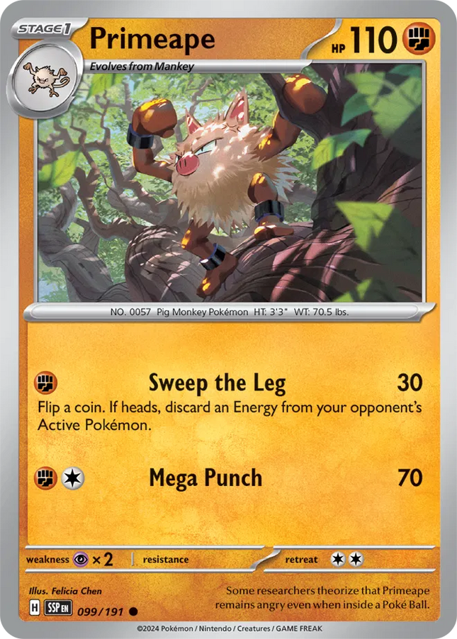 Primeape Surging Sparks Common 099/191 Reverse Holofoil