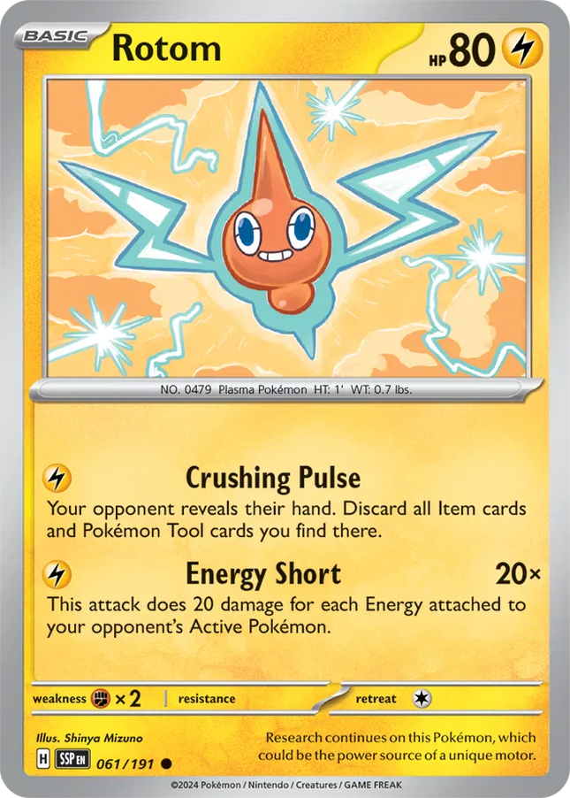 Rotom Surging Sparks Common 061/191 Reverse Holofoil