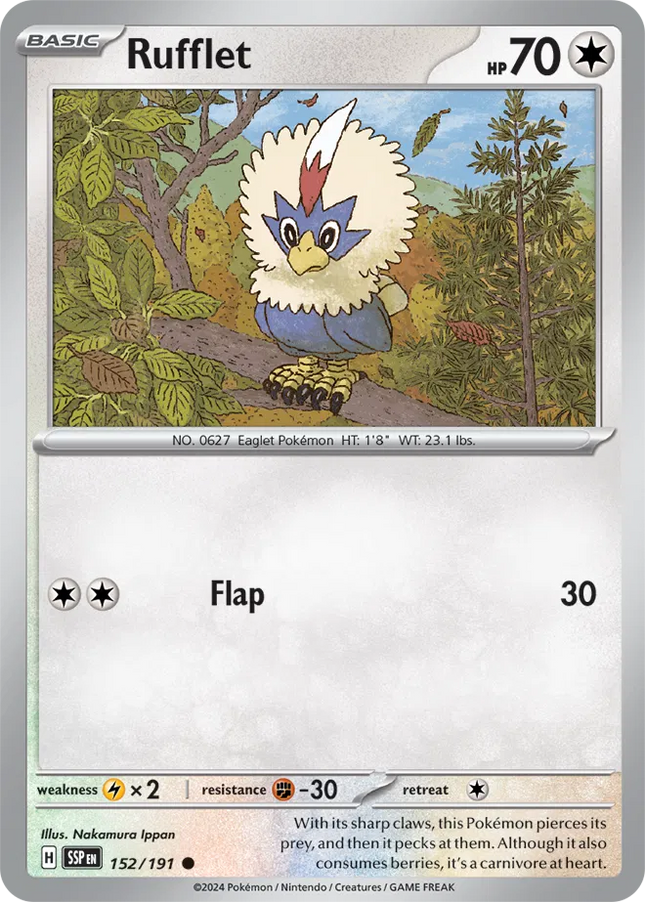 Rufflet Surging Sparks Common 152/191 Reverse Holofoil