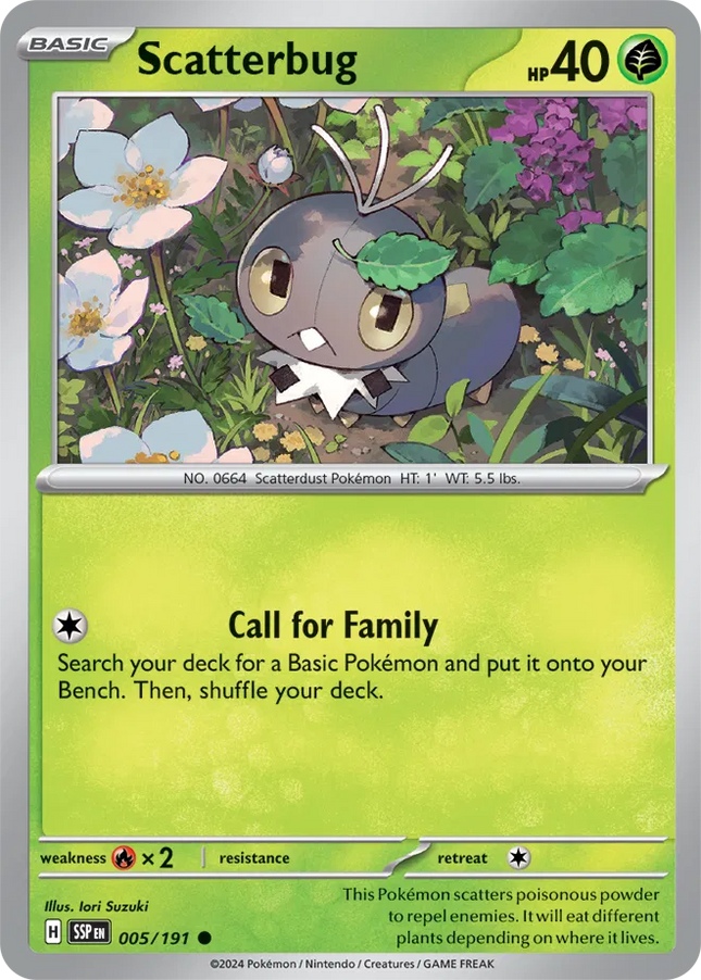 Scatterbug Surging Sparks Common 005/191 Reverse Holofoil
