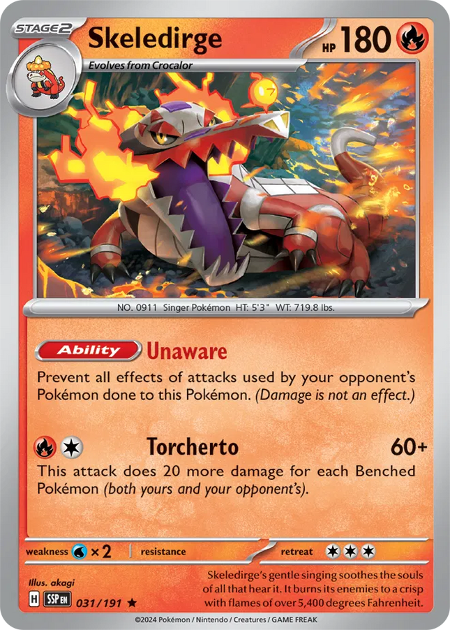 Skeledirge Surging Sparks Rare 031/191 Holofoil