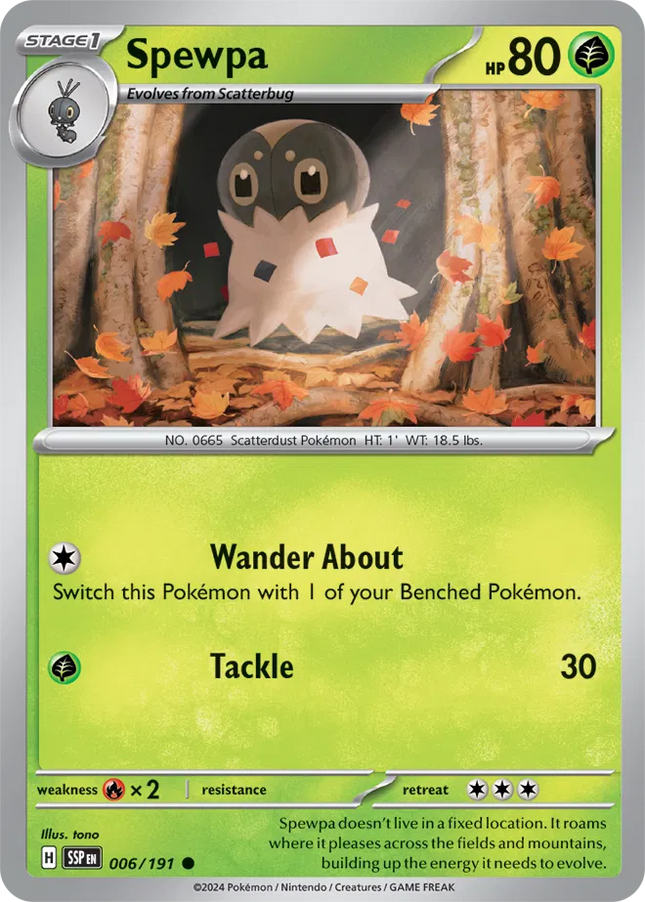 Spewpa Surging Sparks Common 006/191 Reverse Holofoil
