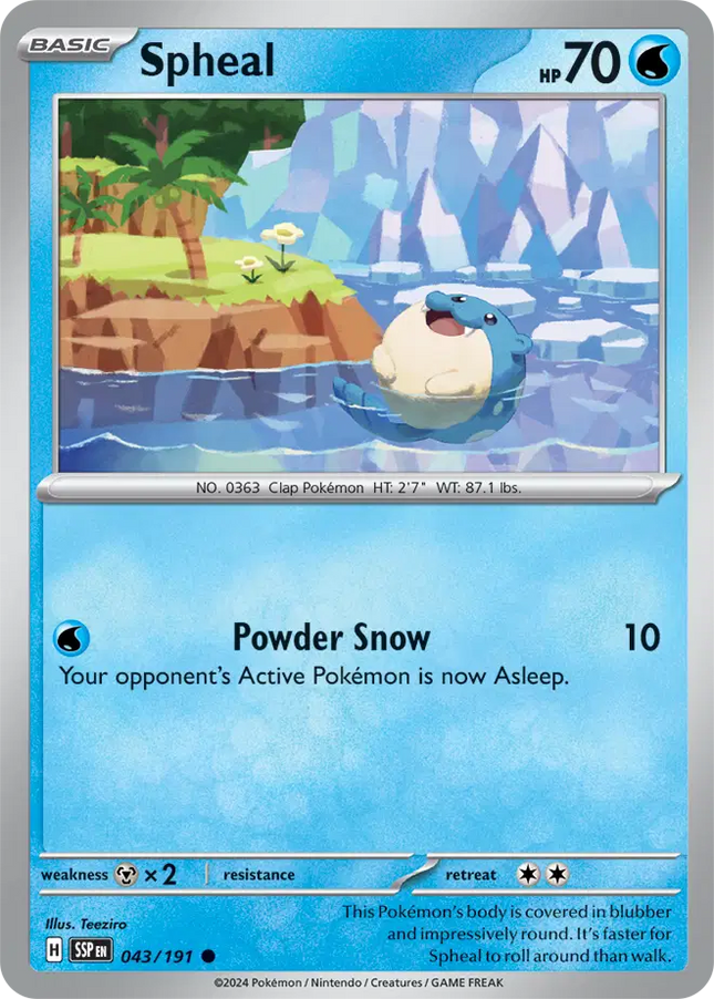 Spheal Common • 043/191 Surging Sparks Reverse Holofoil