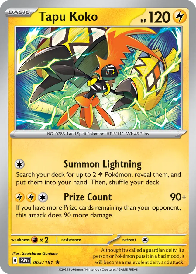 Tapu Koko Rare • 065/191 Surging Sparks Holofoil