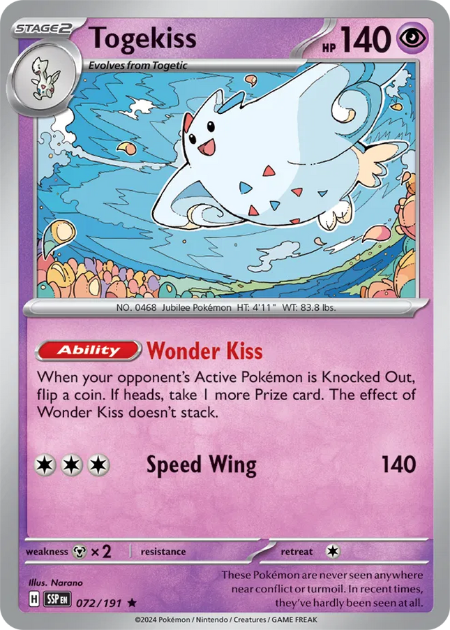 Togekiss Surging Sparks Rare 072/191 Reverse Holofoil