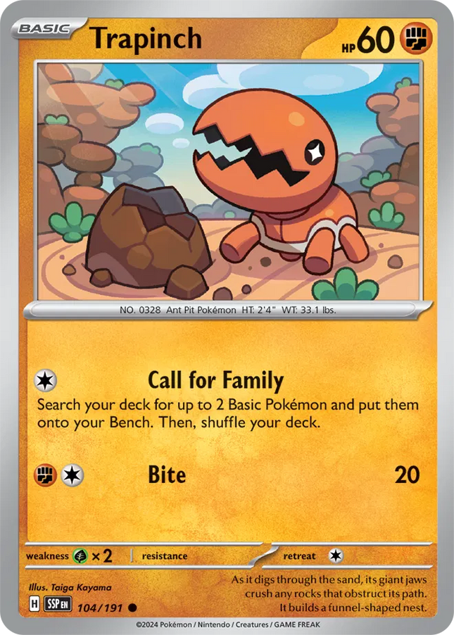 Trapinch Surging Sparks Common 104/191 Reverse Holofoil