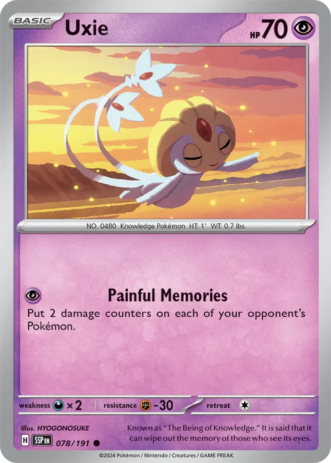Uxie Surging Sparks Common 078/191 Reverse Holofoil