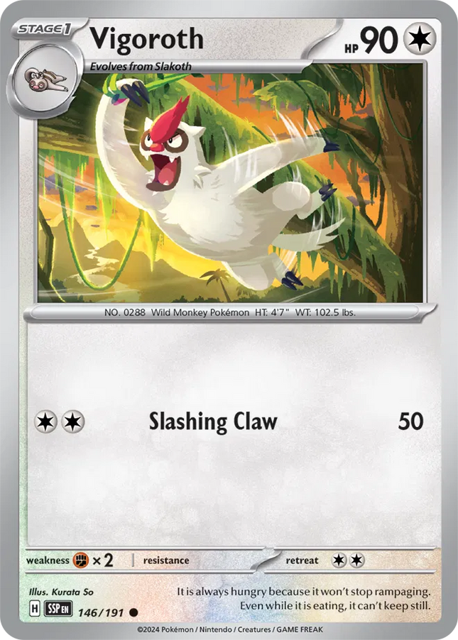 Vigoroth Surging Sparks Common 146/191 Reverse Holofoil