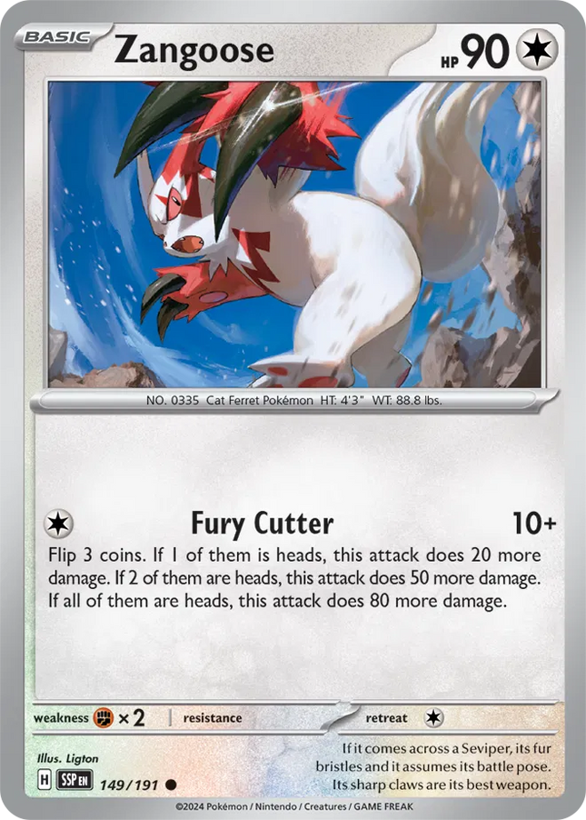 Zangoose Surging Sparks Common 149/191 Reverse Holofoil