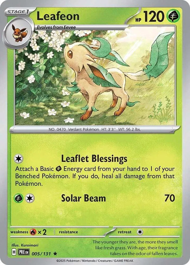 Leafeon Prismatic Evolutions Rare 005/131 Reverse Holofoil