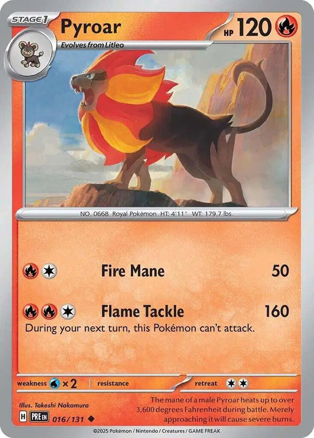 Pyroar Uncommon • 016/131 Prismatic Evolutions Reverse Holofoil
