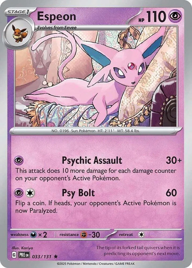 Espeon Prismatic Evolutions Rare 033/131 Reverse Holofoil