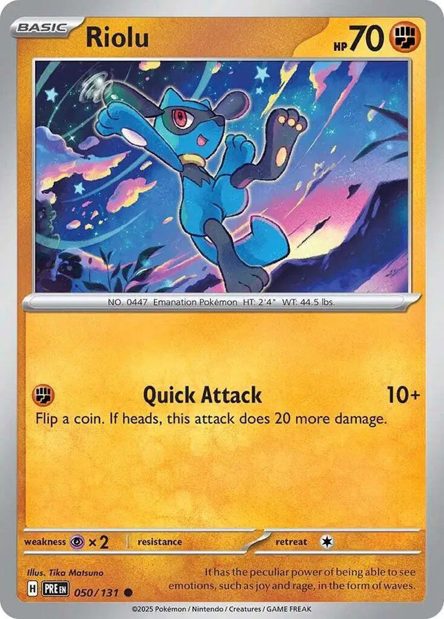 Riolu Common • 050/131 Prismatic Evolutions Reverse Holofoil