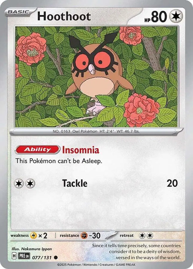 Hoothoot Common • 077/131 Prismatic Evolutions Reverse Holofoil