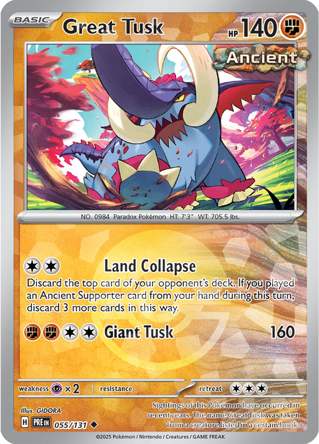 Great Tusk (Poke Ball Pattern) Prismatic Evolutions Uncommon 055/131