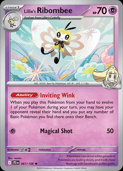 Lillie's Ribombee Holo Rare • 067/159 Journey Together Reverse Holofoil