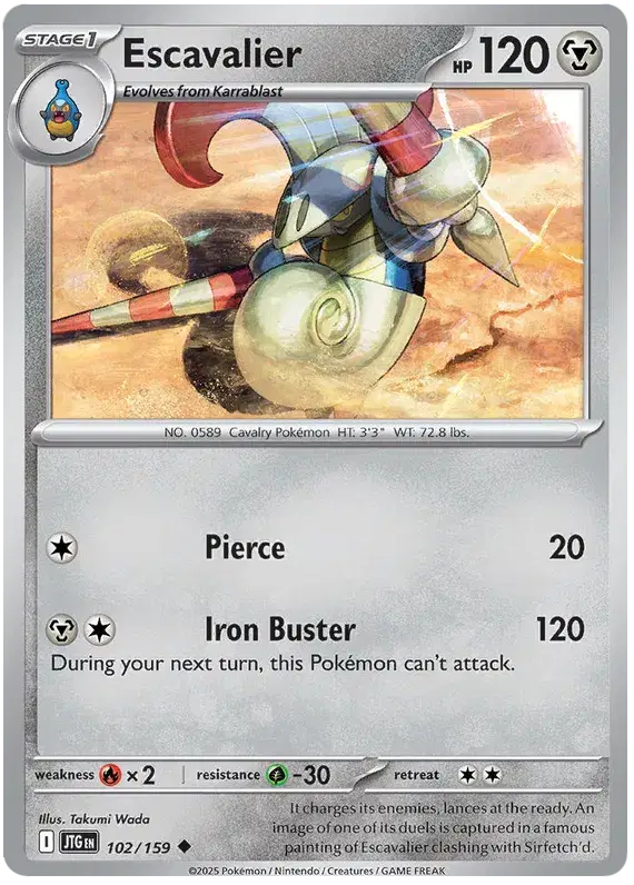 Escavalier Uncommon • 102/159 Journey Together Reverse Holofoil