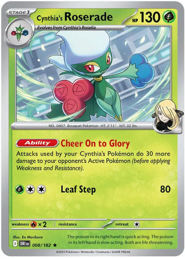 Cynthia's Roserade Rare • 008/182 Destined Rivals Reverse Holofoil