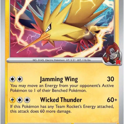 Team Rocket's Zapdos Rare • 070/182 Destined Rivals Reverse Holofoil