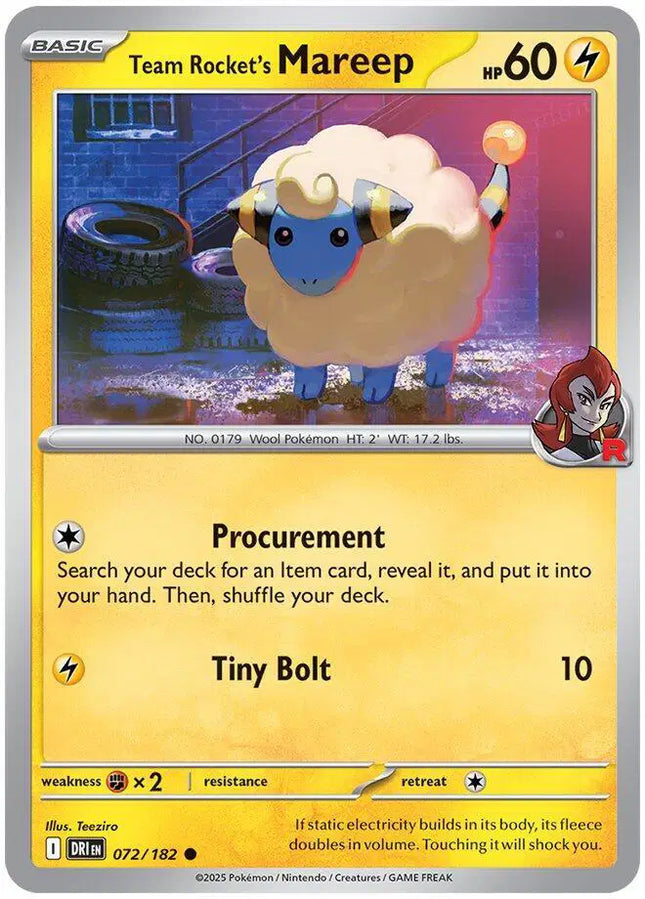 Team Rocket's Mareep Common • 072/182 Destined Rivals Reverse Holofoil