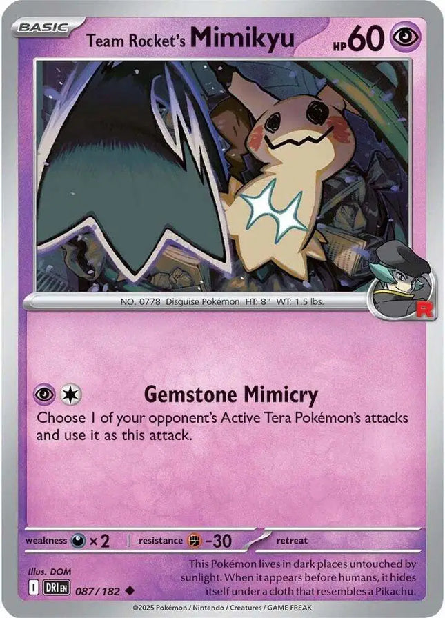 Team Rocket's Mimikyu Uncommon • 087/182 Destined Rivals Reverse Holofoil